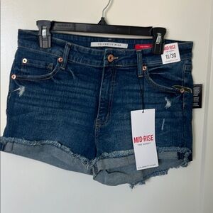 Celebrity Pink Blue Jean Shorts with Distressed Detailing